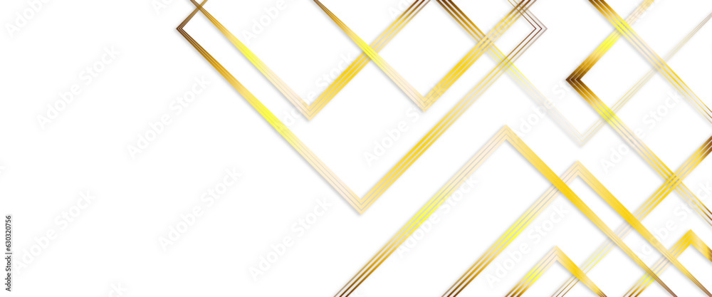 Poster Modern white and gold abstract background, abstract geometric shape white gold background, white gold abstract background geometry shine and layer element vector for presentation design.