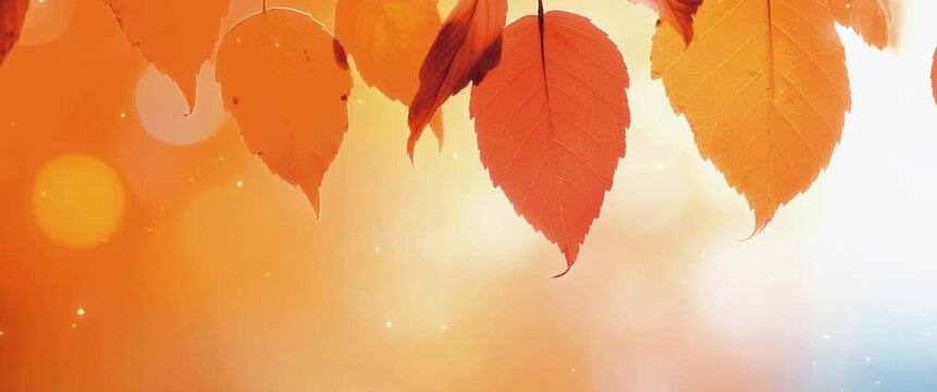 Birch branches with bright yellow autumn leaves. Stunning colorful shades of autumn in a deciduous forest. Bright yellow leaves in the autumn season. Anamorphic video