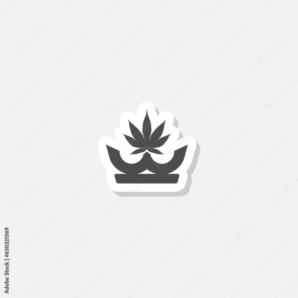 Wall mural Crown and cannabis logo sticker icon