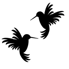 silhouette abstract flying hummingbirds isolated on white background illustration