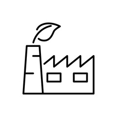 Factory with leaf line icon. Editable stroke