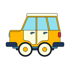 Color vector icon with toys car. Engaging and interactive toys that spark creativity and imagination. Designed for kids. Encourage playtime and ignite the joy of discovery with popular children's toys