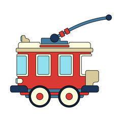 Color vector icon with toys trolleybus. Engaging and interactive toys that spark creativity and imagination. Designed for kids. Encourage playtime and ignite the joy of discovery with children's toys.