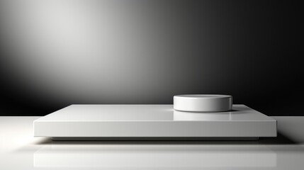 white podium for product displays. minimalist white background. showcase your product.