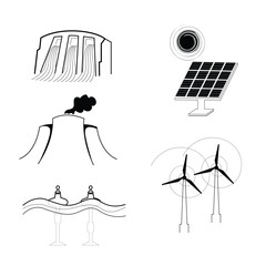 Energy resources, icons symbol, vector