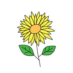 Sunflower doodle illustration in vector. Hand drawn sunflower icon in vector.