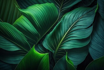 Green leaf abstract background for design element. generative ai