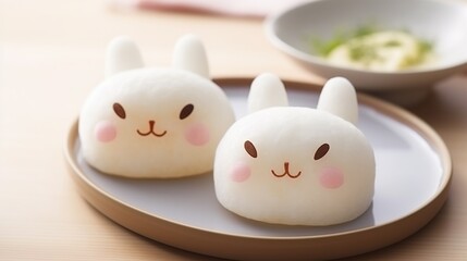 cute rabbit mochi ready to serve