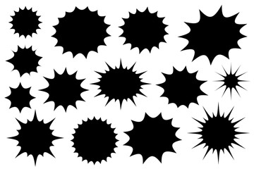 ギザギザ　爆発　衝撃　フレーム 　黒　セット