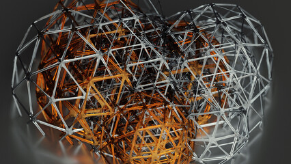 Abstract modern glass wallpaper for presentation - light orange glass spheres on dark backround