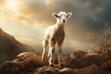 the lamb as a significant symbol in biblical contexts, reflecting themes of sacrifice and redemption Generative AI - obrazy, fototapety, plakaty
