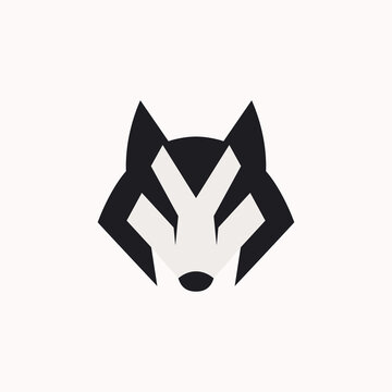 simple gray wolf flat color wild animal logo vector illustration template design