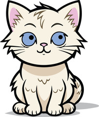 Cute outline cat, coloring book