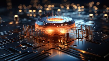 Human brain with circuit board, Ai chipset with human brain on computer circuit board. Artificial intelligence, Data mining, and Deep learning modern computer technology. Ai CPU concept.