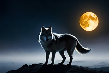 wolf howling at the moon generated by AI technology