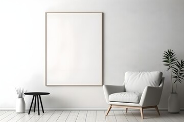 Minimal Frame in Well-Furnished Space Frame Mockup, generative ai