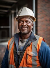 The portrait of smiling construction worker