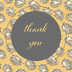 Vector floral thank you card yellow repeat pattern
