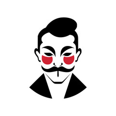 simple kabuki man bistro restaurant food logo vector illustration template design