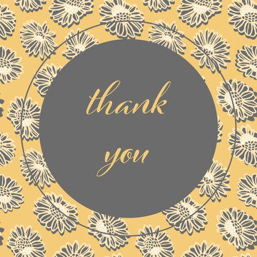 Vector floral thank you card yellow repeat pattern