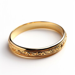 Golden wedding ring on white background. Made with generative ai