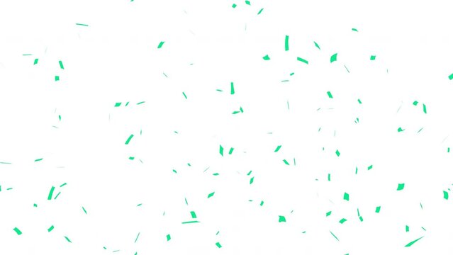 Turquoise confetti party popper explosions on White, Green backgrounds, Alpha Channel 4K greeting animation BG