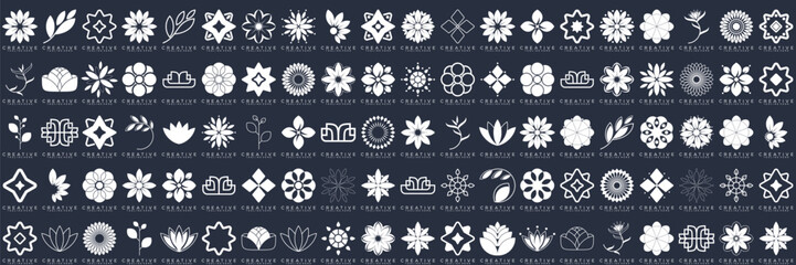 Floral ornament logo and icon set. Abstract beauty flower logo design collection