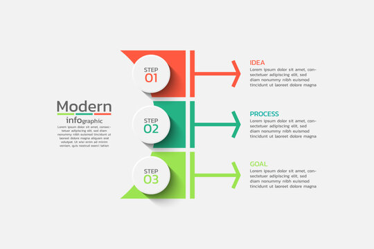 Vector infographic template design with 3 steps
