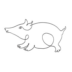 pig one line drawing art , abstract pet logo , vector illustration, continuous line of pig vector