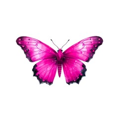 Fototapeta premium Beautiful pink butterfly isolated on white background in watercolor style.