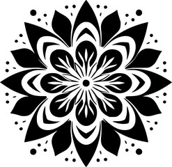 Mandala - Black and White Isolated Icon - Vector illustration