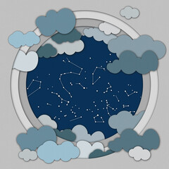 Vector sky in the night paper art style background