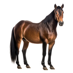 brown horse isolated on transparent background cutout - obrazy, fototapety, plakaty