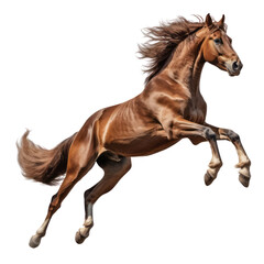 Obraz na płótnie Canvas running brown horse isolated on transparent background cutout