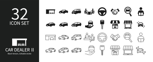 Icon set related to car dealers