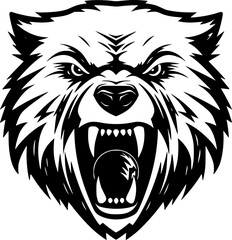 Fototapeta premium Bear - Black and White Isolated Icon - Vector illustration