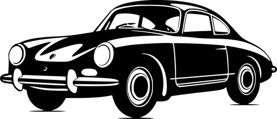 Car - Black and White Isolated Icon - Vector illustration