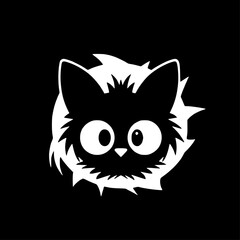 Cat - Black and White Isolated Icon - Vector illustration