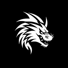 Obraz premium Dragon | Black and White Vector illustration
