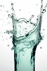 Dynamic Water Splash: Water Splashes on White Background - AI generated
