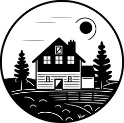 Farmhouse - Minimalist and Flat Logo - Vector illustration
