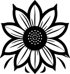 Flower - Black and White Isolated Icon - Vector illustration