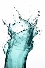 Dynamic Water Splash: Water Splashes on White Background - AI generated
