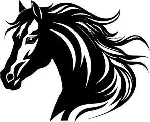 Fototapeta na wymiar Horse - Black and White Isolated Icon - Vector illustration