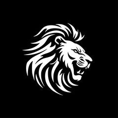 Fototapeta premium Lion - Black and White Isolated Icon - Vector illustration