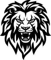 Fototapeta premium Lion - Black and White Isolated Icon - Vector illustration