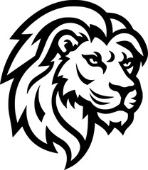 Lion - Black and White Isolated Icon - Vector illustration