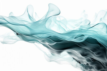 Enchanting Turquoise Mist Resembling Smoke: Modern Design on White Background - AI generated