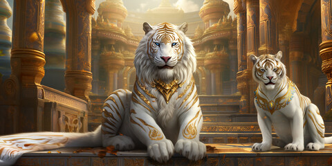 Weiße Tiger, König Tiger in goldenen Hallen