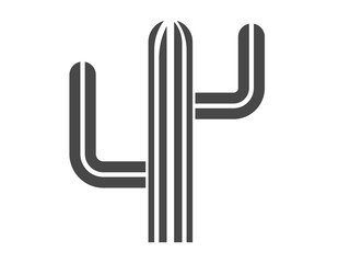 Grey Cactus icon isolated on white background. Vector.